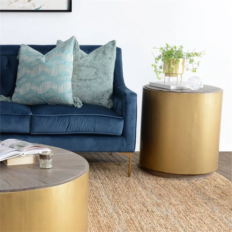 Wood and Metal End Table Set of 2 H660221