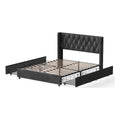 Velvet 4-Drawer Full Size Platform Bed in Black Q9862