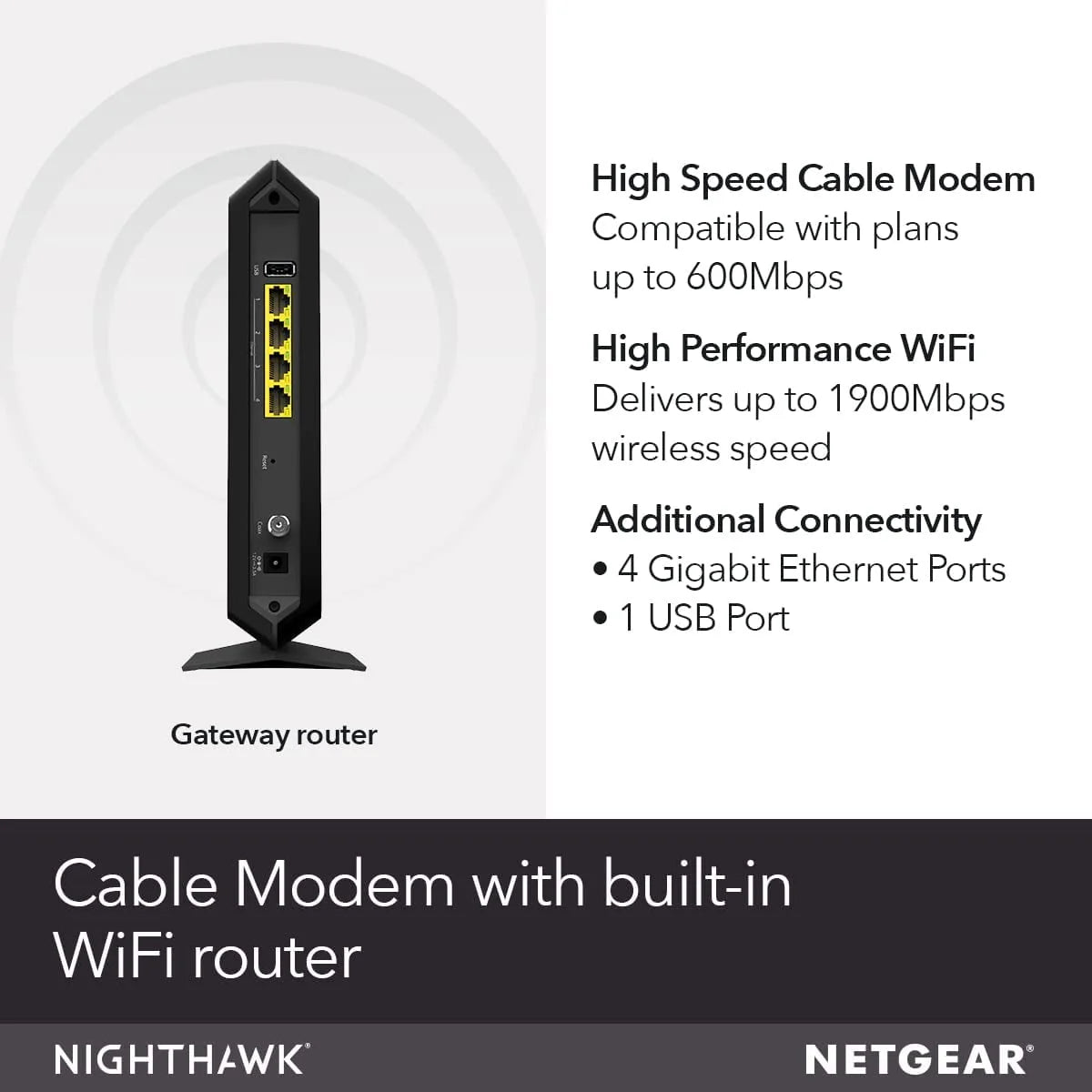 Refurbished AC1900 WiFi Cable Modem Router J71745