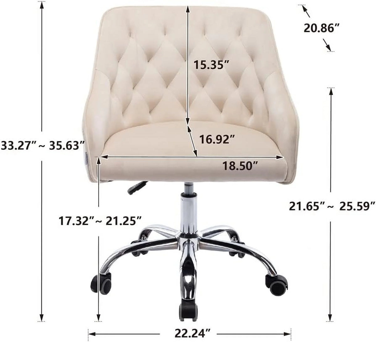 Velvet Upholstered Tufted Swivel Office Chair with Wheels Y381
