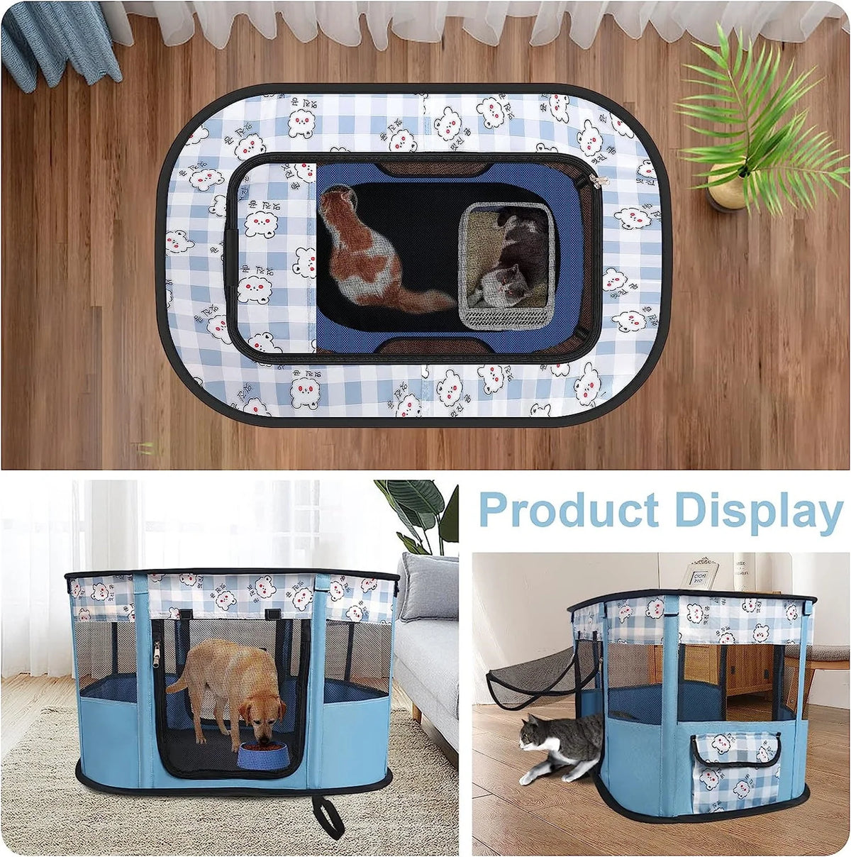 Foldable Cat Playpen with Carrying Case Y8895