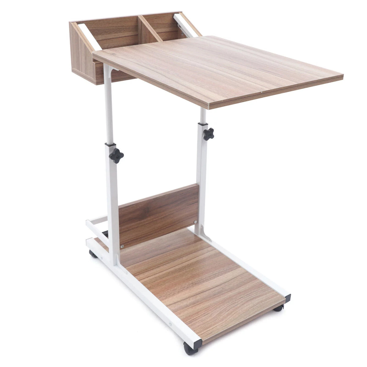 Wooden Bed Side Table with Storage and Wheels Z979947