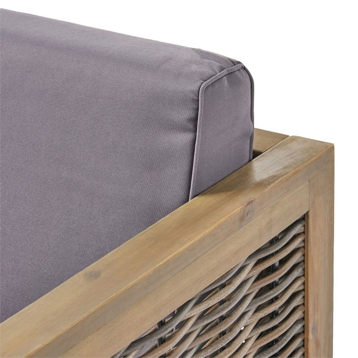Gray 4 Piece Outdoor Wood and Wicker Sectional Sofa Set H6686