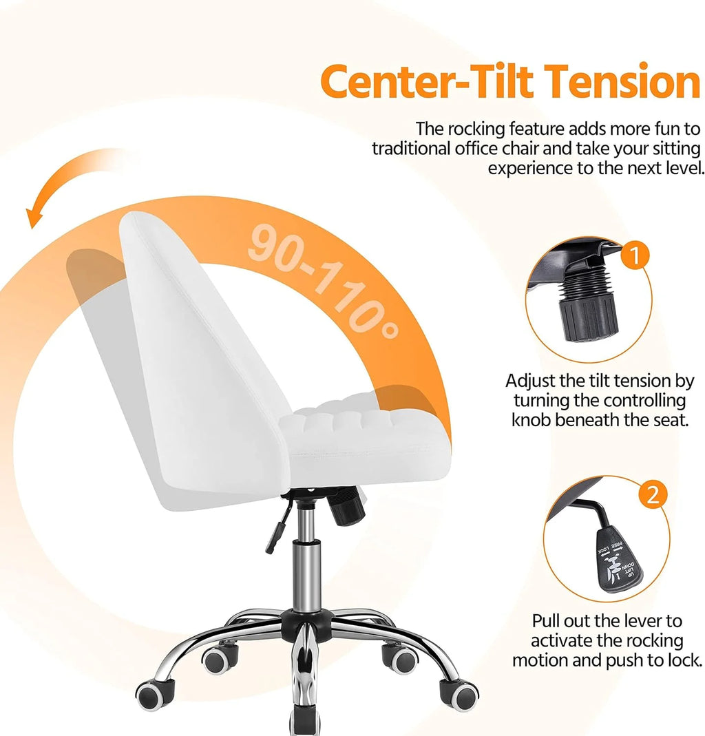 PU Leather Armless Office Chair with Rolling Wheels W26153