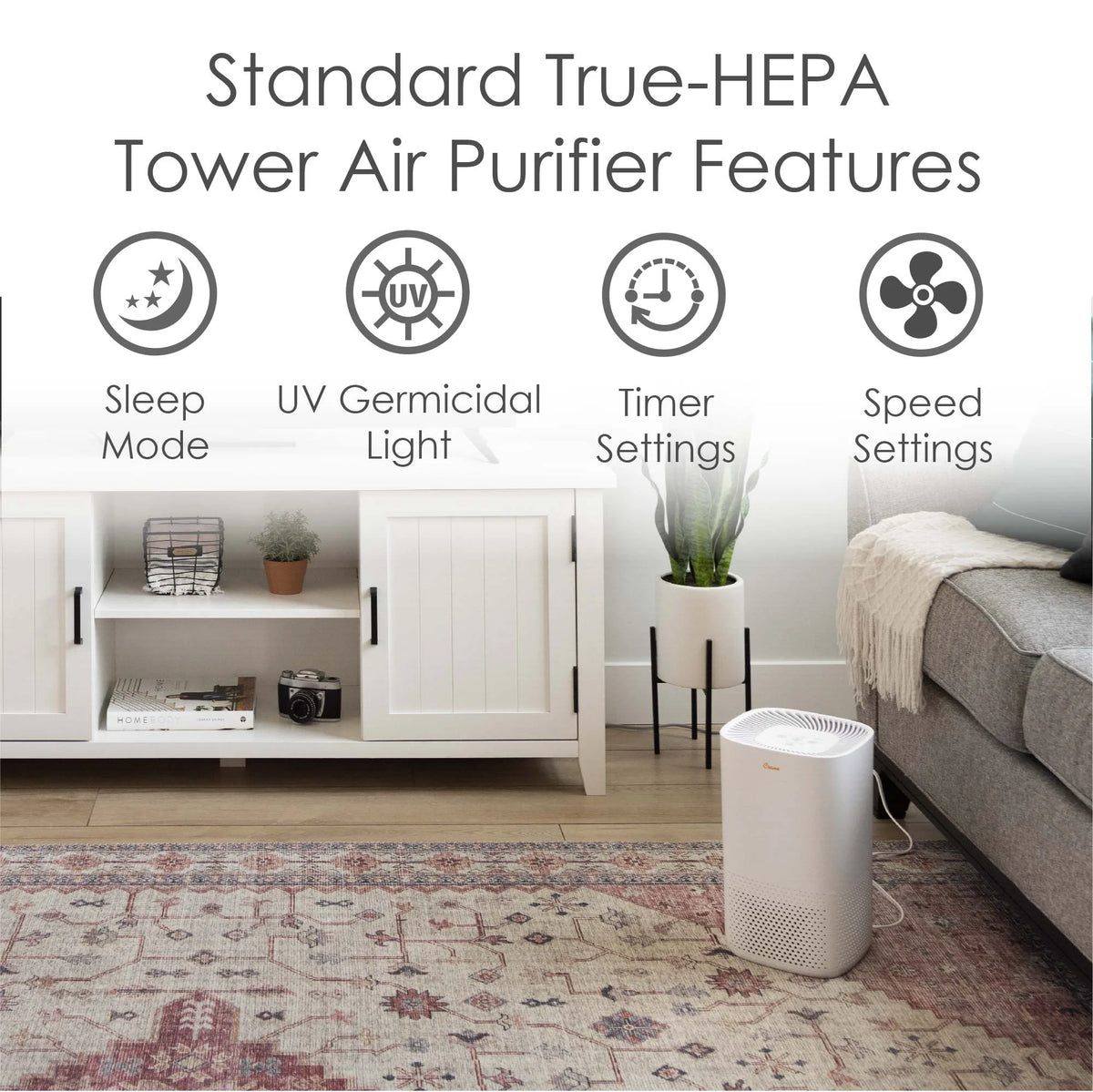 White True HEPA Air Purifier with UV Light I24100