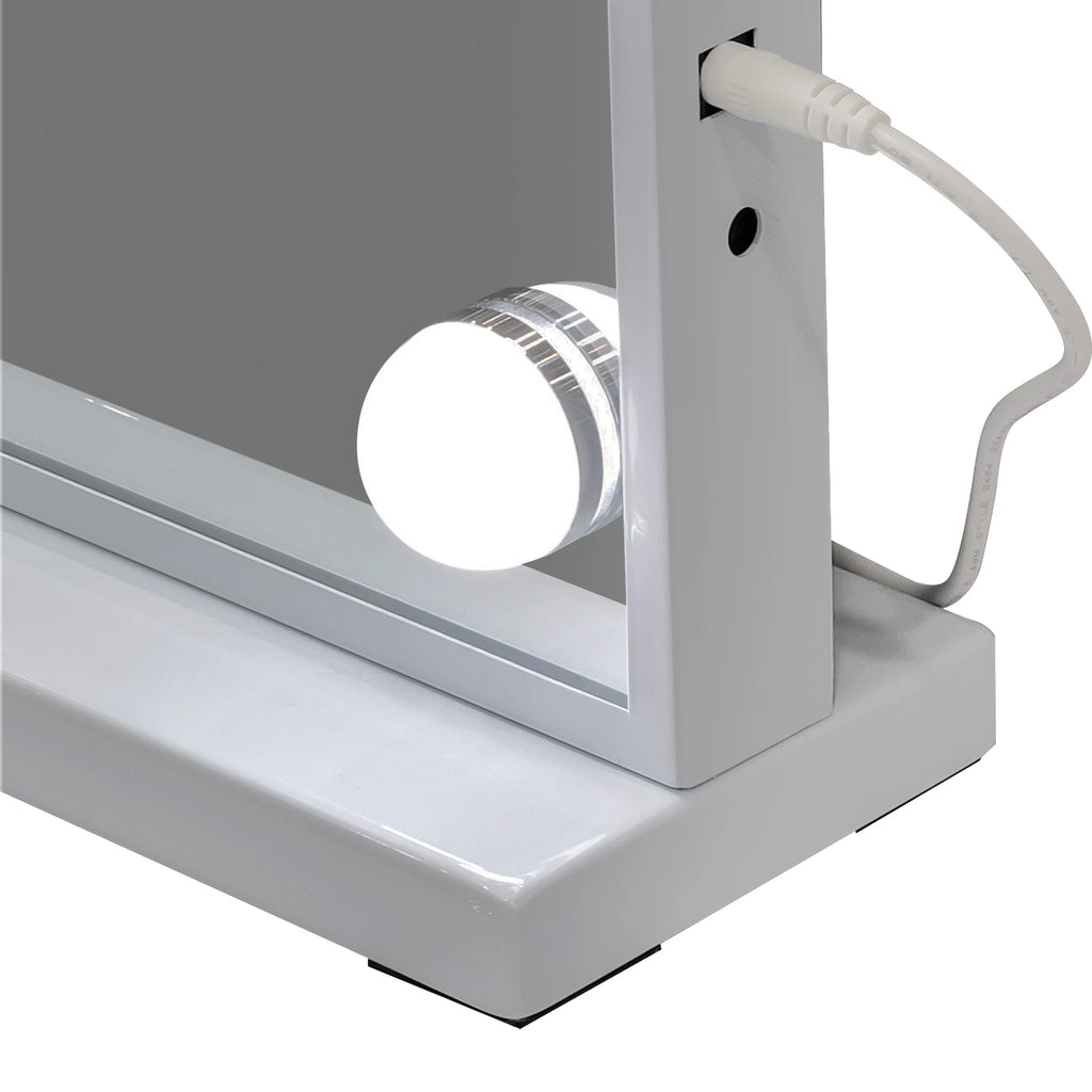 White Metal Hollywood Vanity Mirror with Lights M5218
