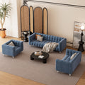 90" Blue Tufted 3 Seater Sofa I86602