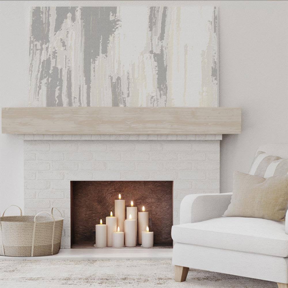 Sandblasted Faux Wood Fireplace Mantel, White Washed R348