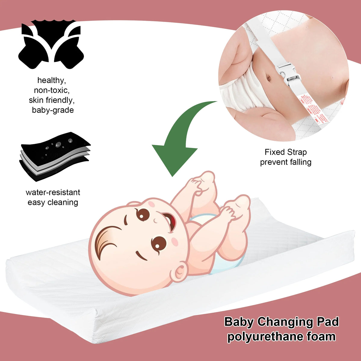 White 3 Drawer Changing Table with Removable Pad Q308022