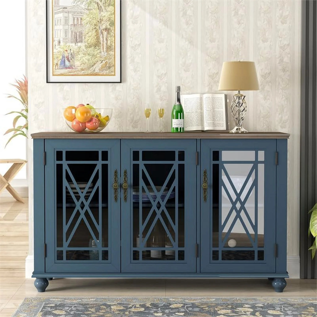 Vintage Wood Kitchen Accent Buffet Sideboard Cabinet D8417