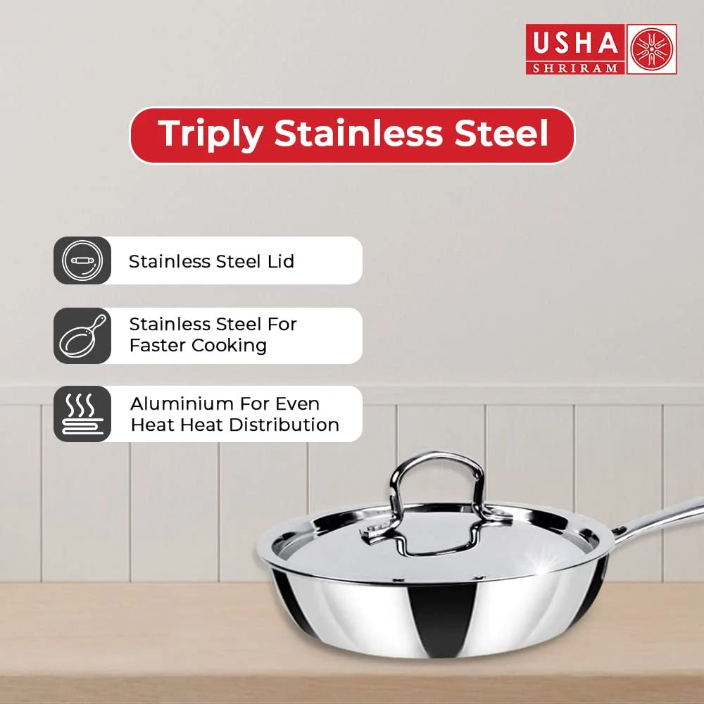 Triply Stainless Steel Frying Pan with Lid I57742