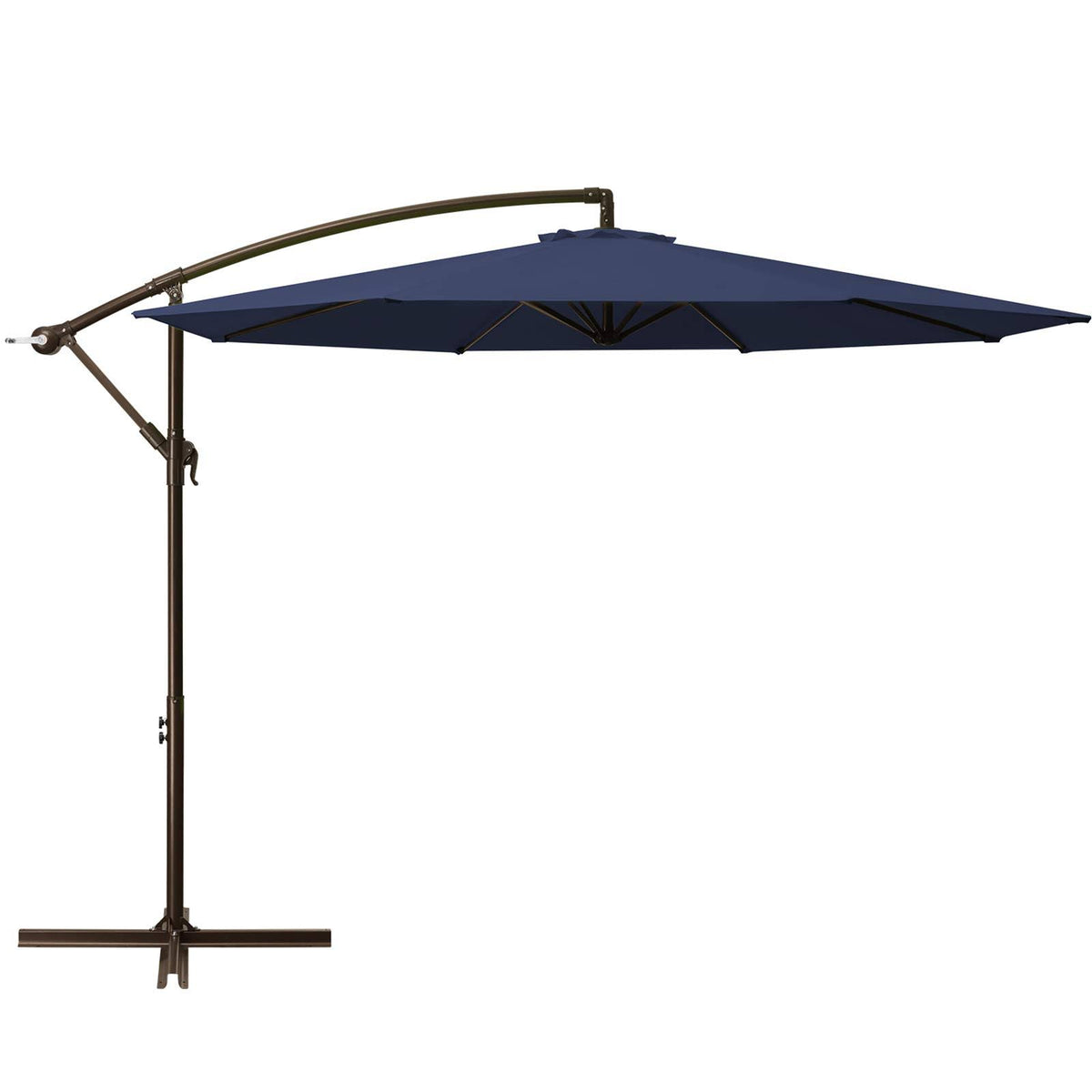 Navy Blue Cantilever Patio Umbrella with Crank & Cross Base P42960