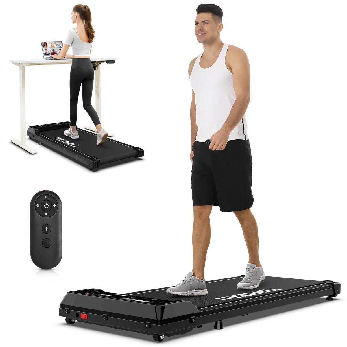Black Portable Under Desk Treadmill Walking Pad M8893