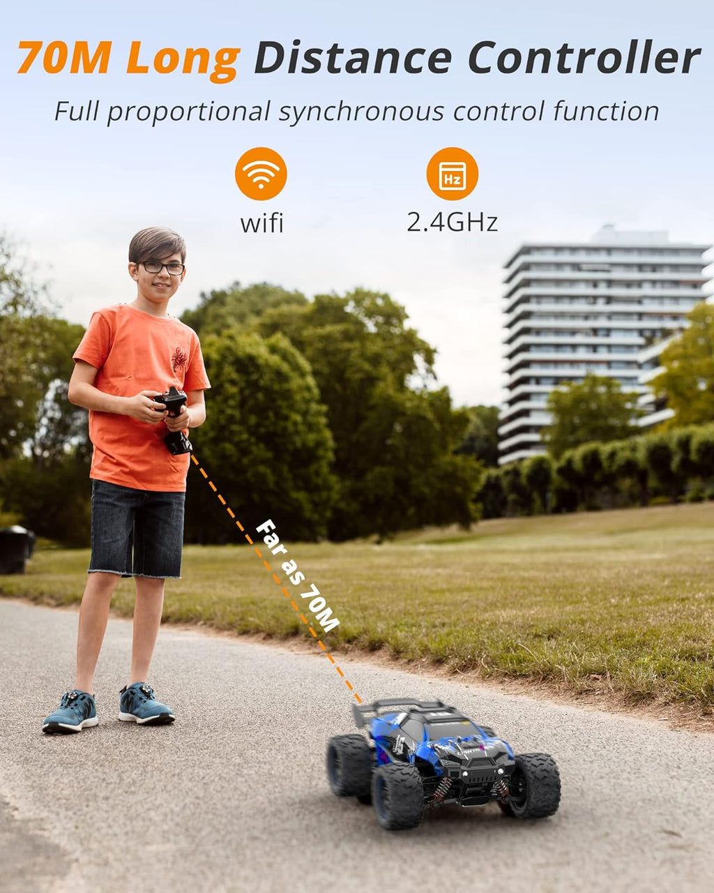 1:18 Scale Brushless 4WD Off-Road Remote Control Car with 2 Rechargeable Batteries I5417