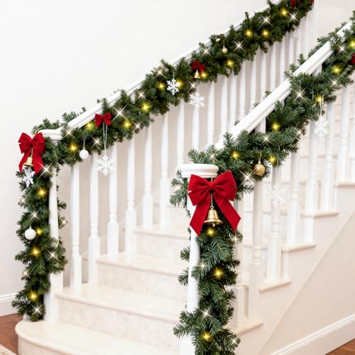 2 Pack 9FT Artificial Pre-lit Christmas Garland with Lights K389