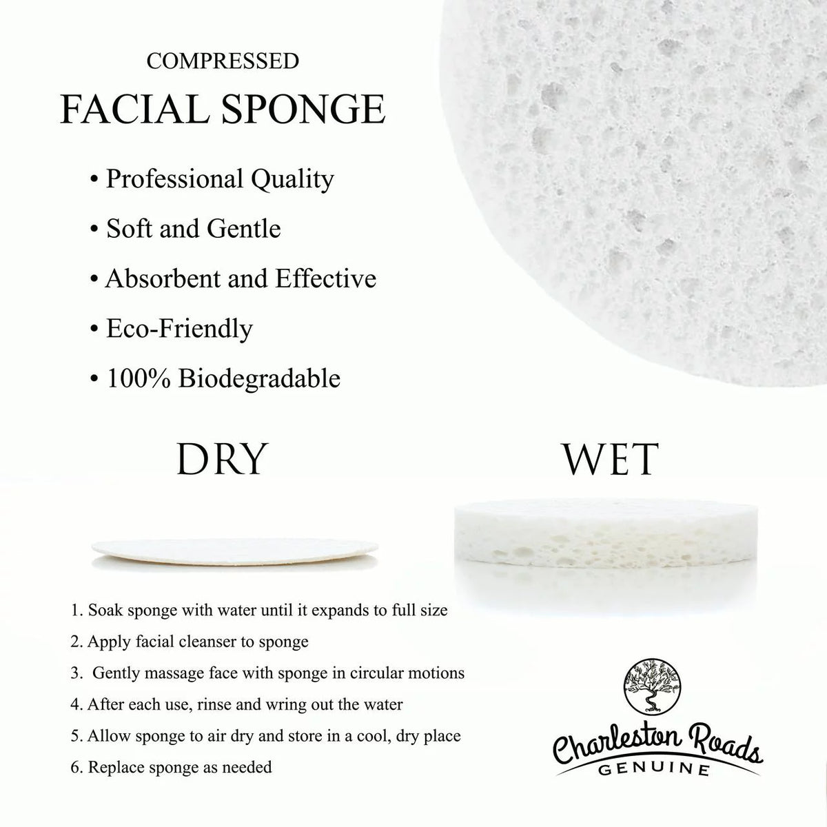 Compressed Cellulose Facial Cleansing Sponge (White, 50) S119261