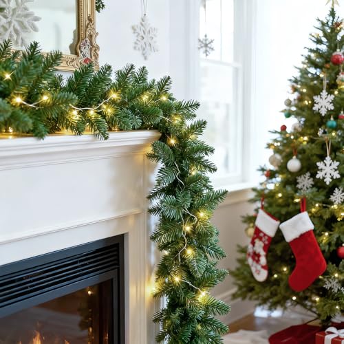 2 Pack 9FT Artificial Pre-lit Christmas Garland with Lights K389