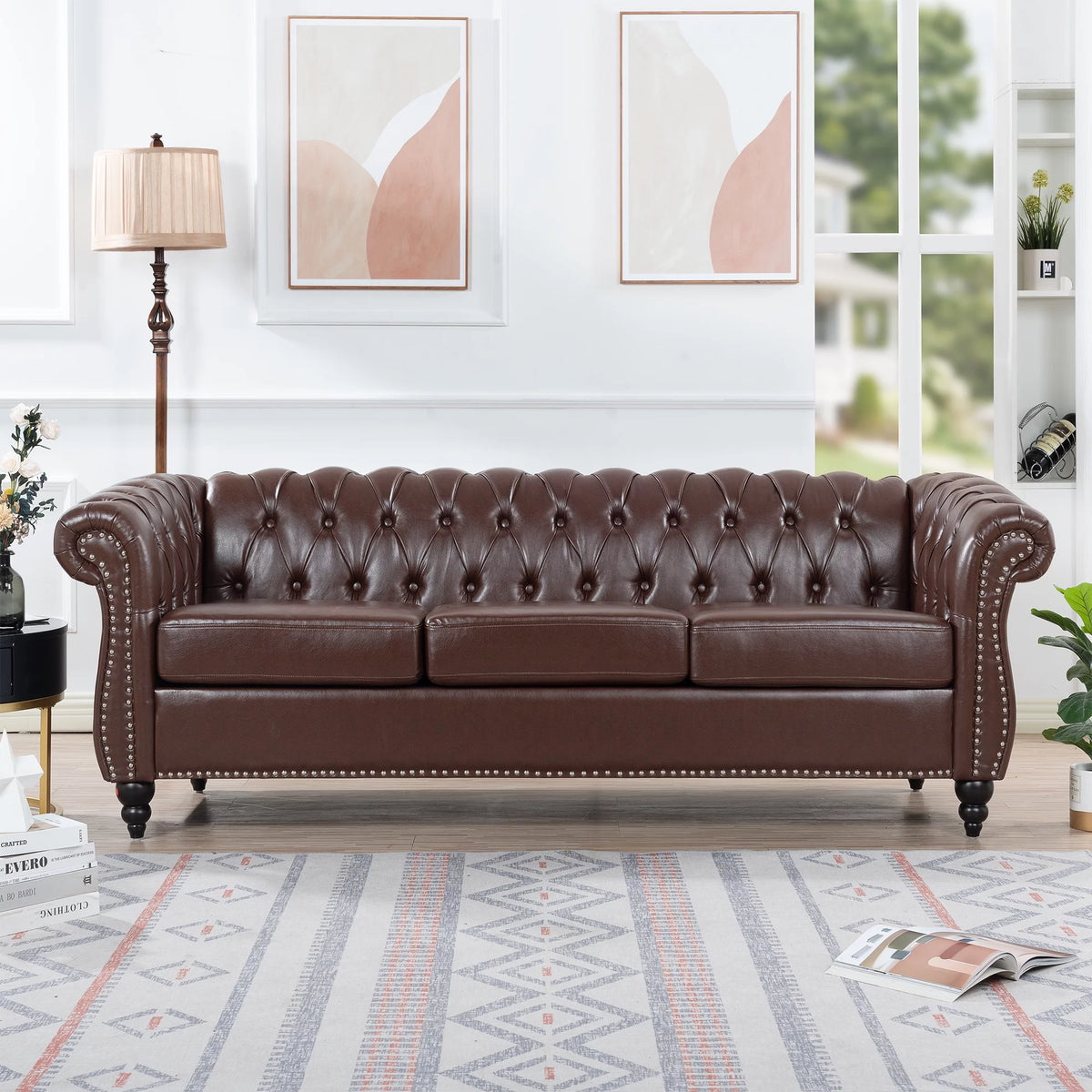 Dark Brown Leather 3-Seater Sofa S3816