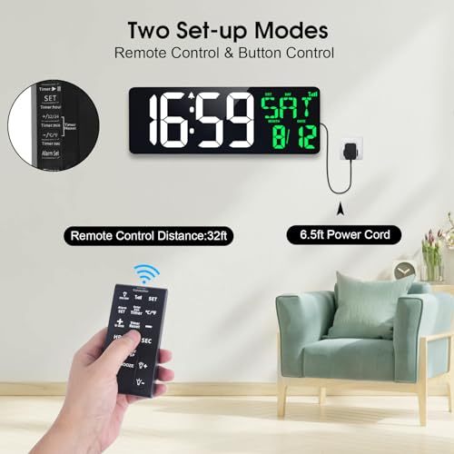 17 Inch Digital Wall Clock with Remote M11002