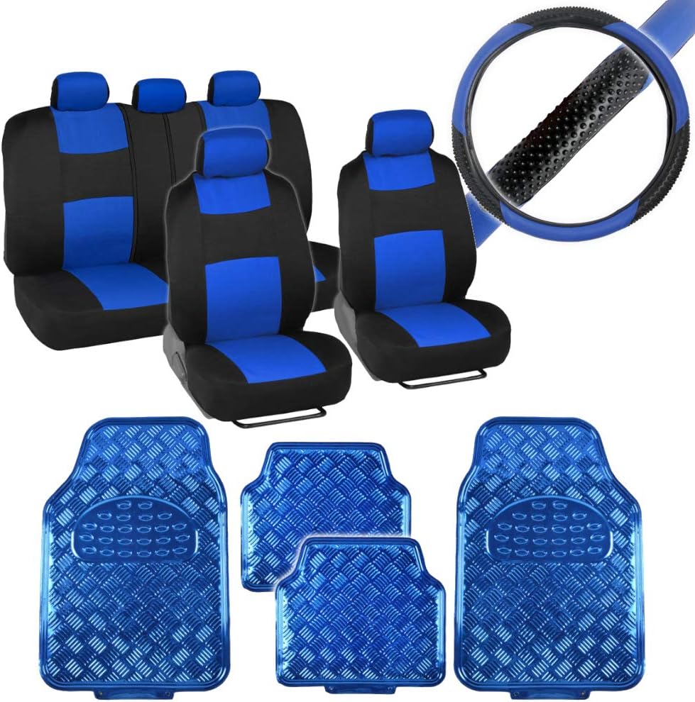 Car Seat Covers Full Set with Floor Mats and Steering Wheel Cover L468