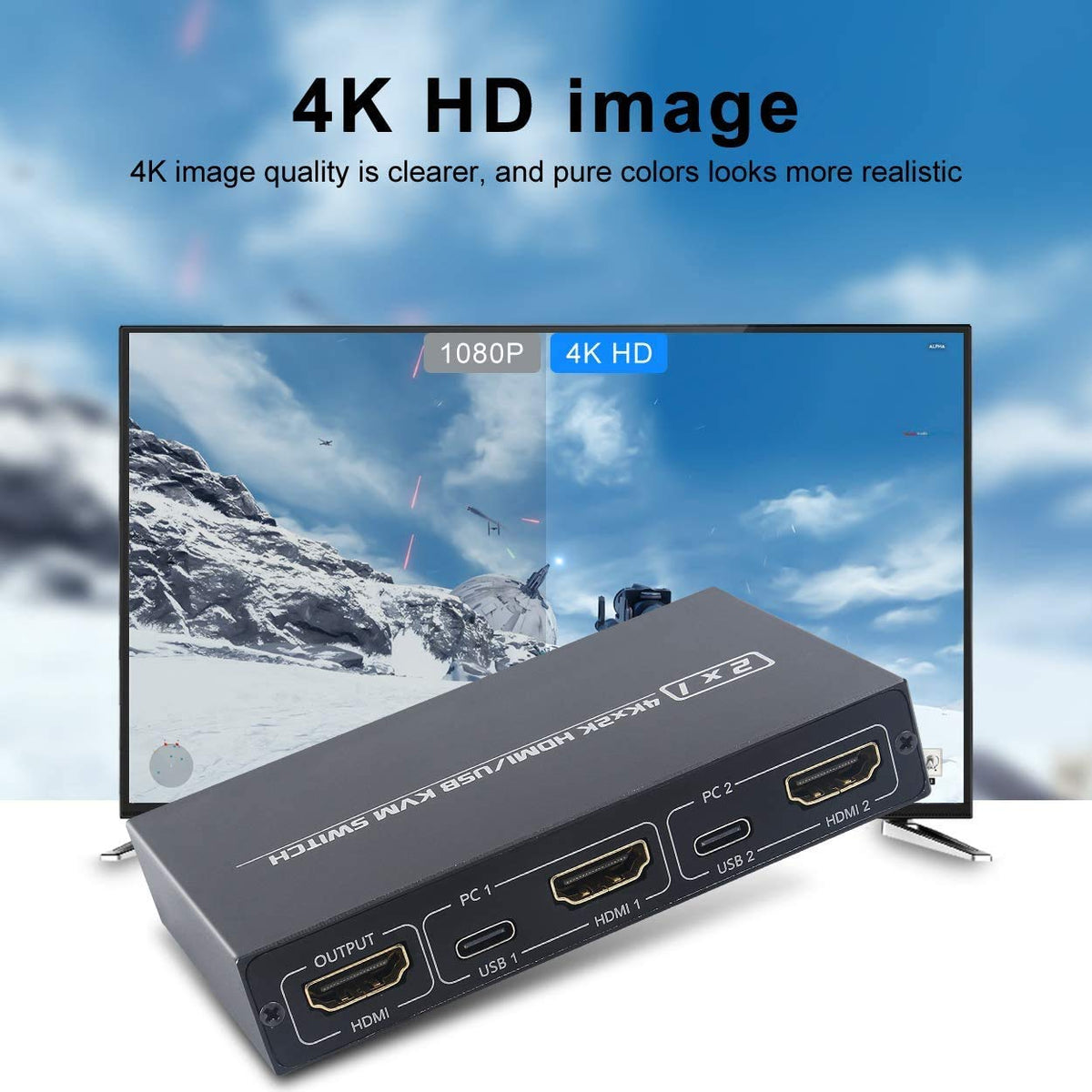 2 Port HDMI KVM Switch Box 4K E6609