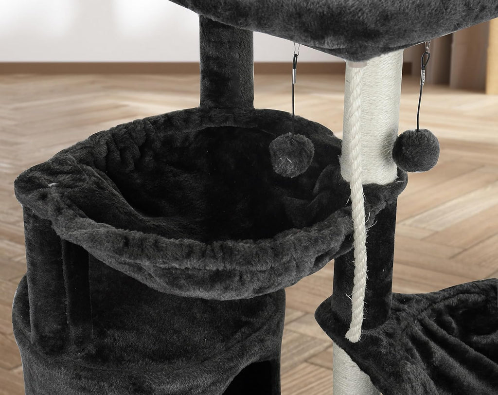 Darkgray Cat Tree with Cat Condo and Two Hammocks H928080