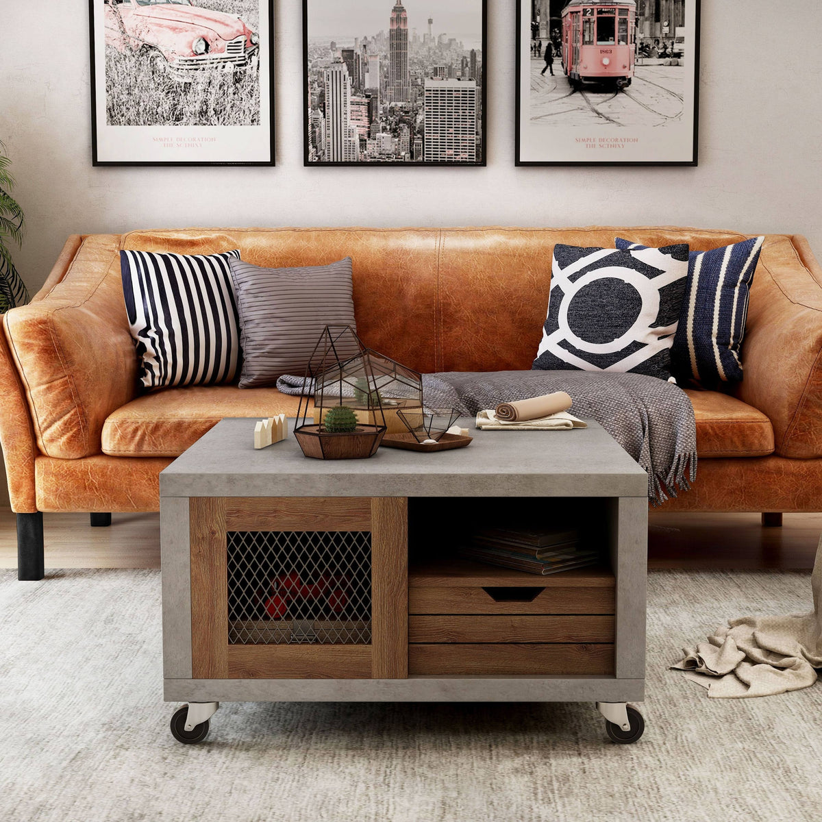 Industrial Multi-Storage Coffee Table H8303