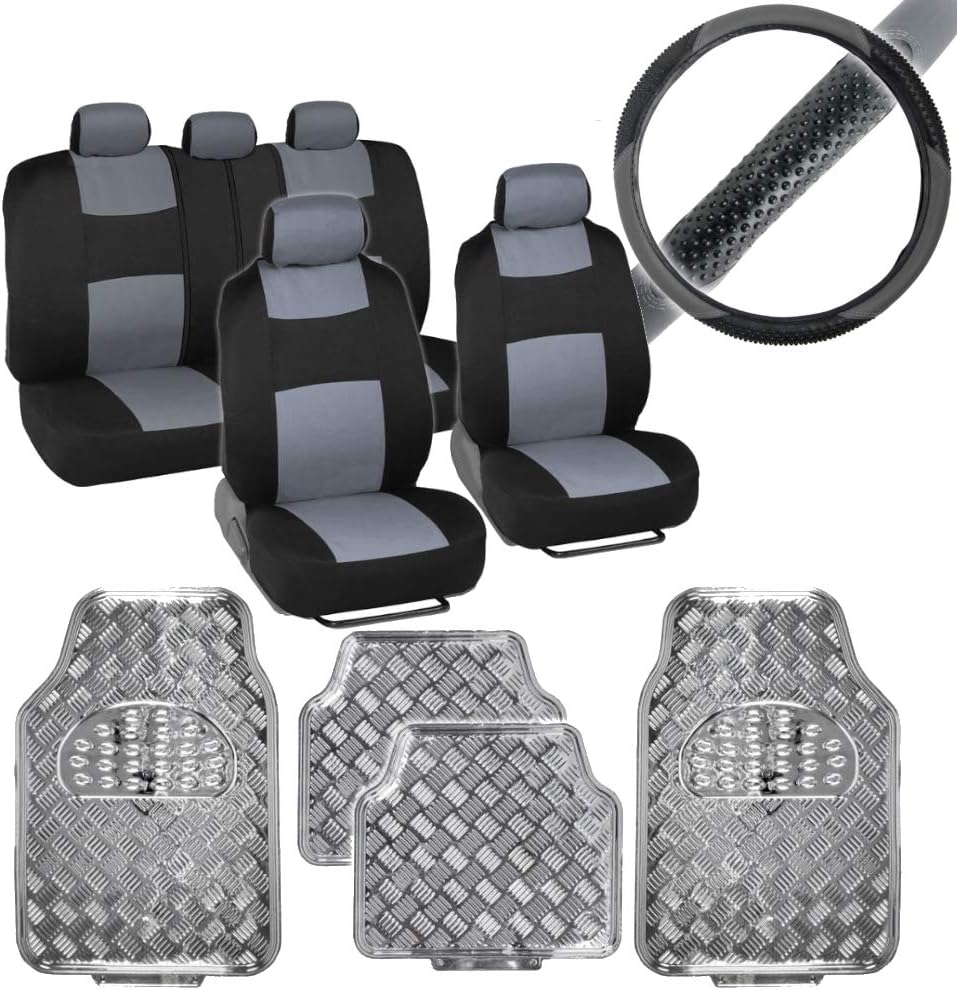 Car Seat Covers Full Set with Floor Mats and Steering Wheel Cover L468