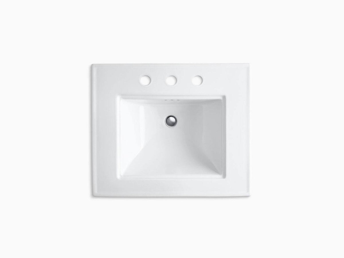 24 In. Pedestal Bathroom Sink with 8 In. Widespread Faucet Holes J2805