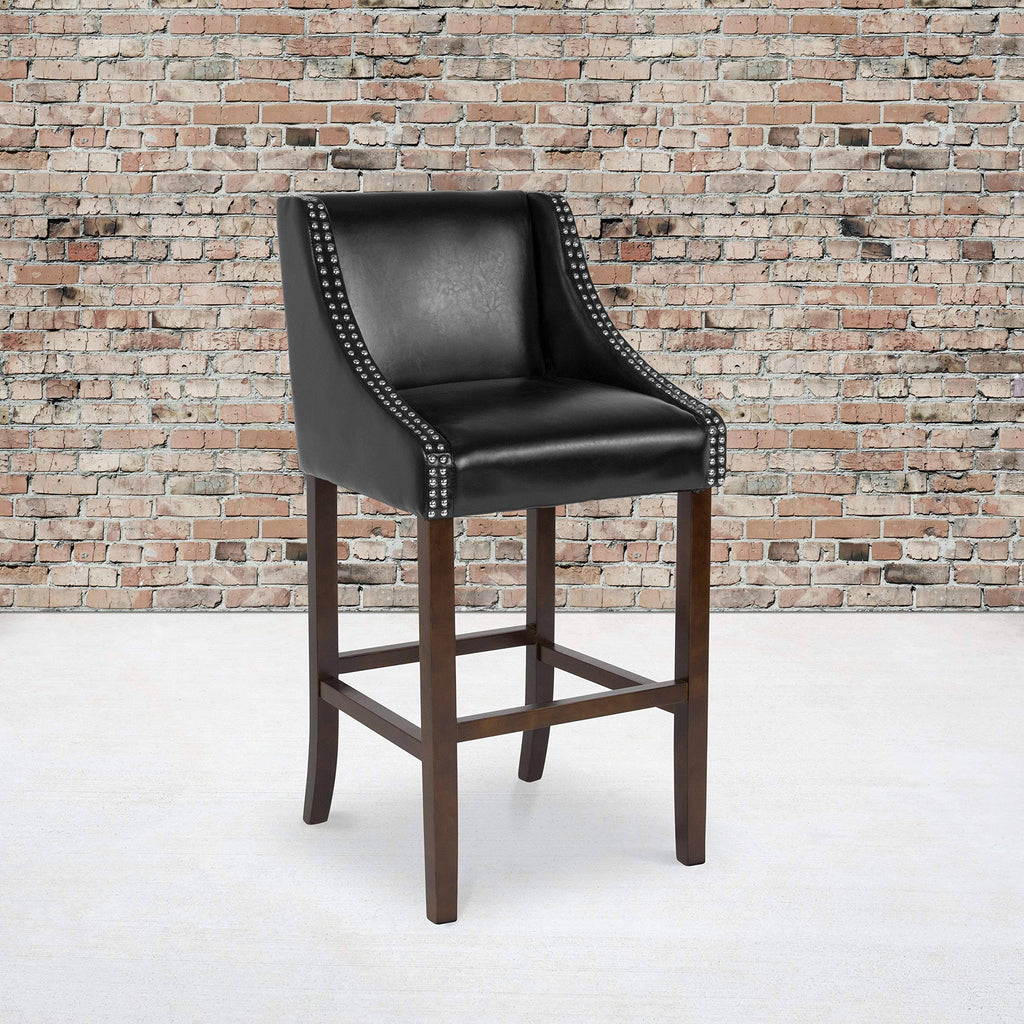 2 Pk. Walnut Barstool with Black Leather Y103