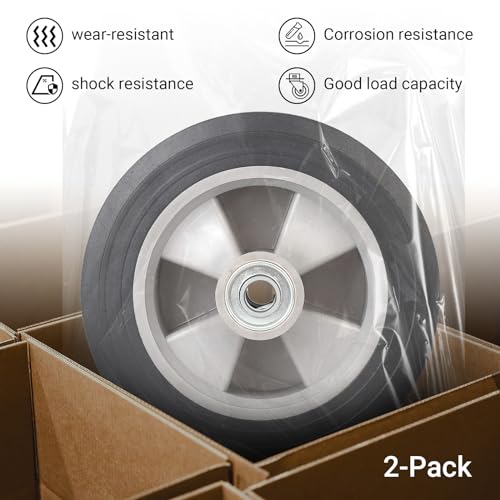 8" x 2" Flat Free Solid Rubber Tire and Wheel with 2" Offset Hub S42637