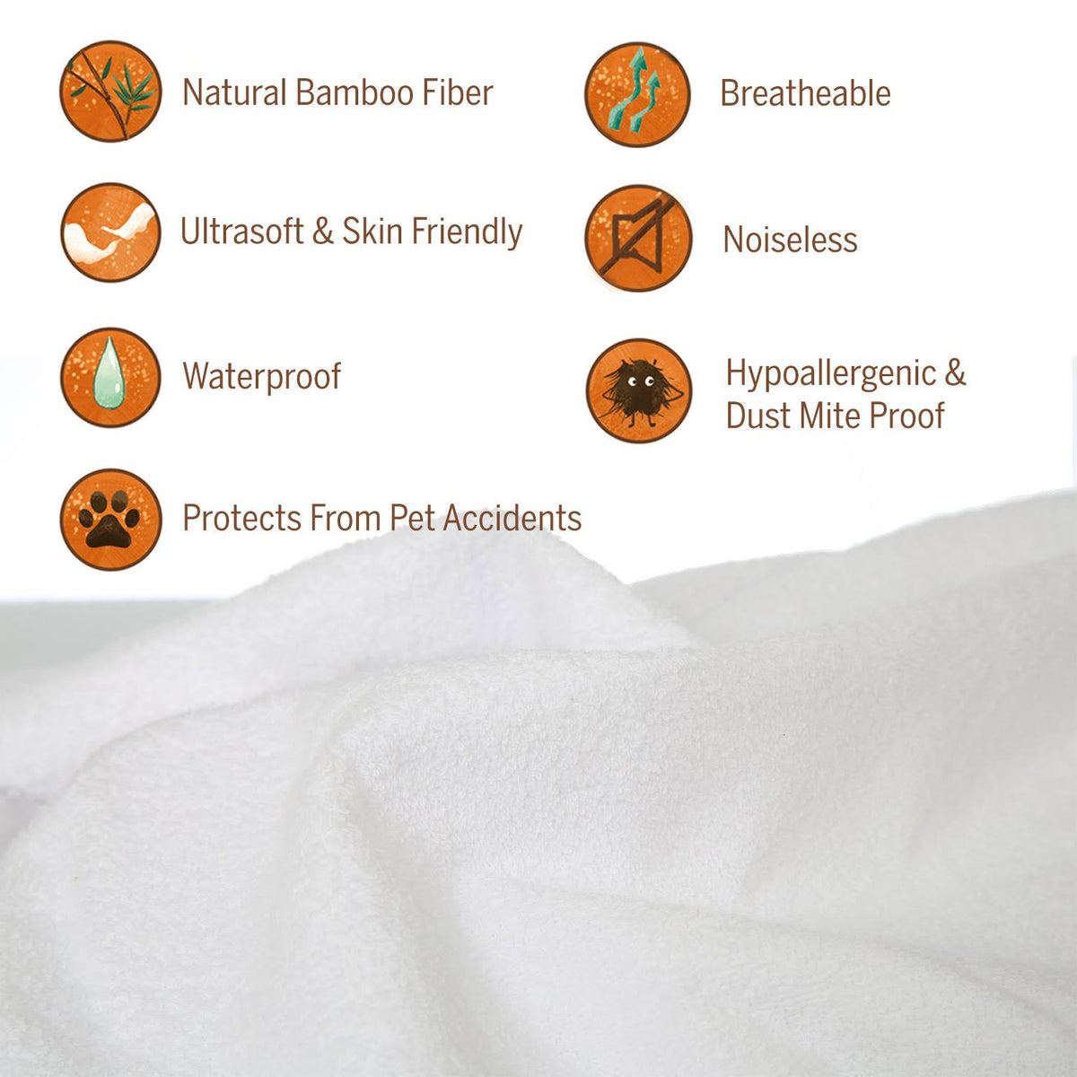 Bamboo Mattress Protector Split Cal King Waterproof L7782