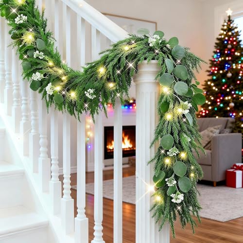 2 Pack 9FT Artificial Pre-lit Christmas Garland with Lights K389
