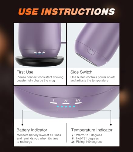 16oz Self Heating Coffee Mug with Temperature Control O3785