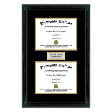 Black 1.5x22 Double Diploma Frame with Double Matting E8439