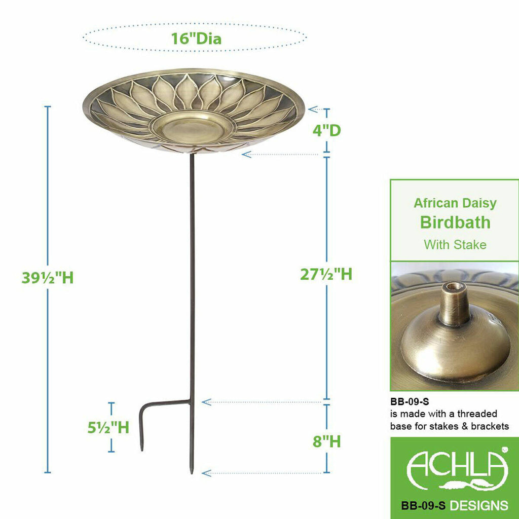 Brass Birdbath with Stake R1023