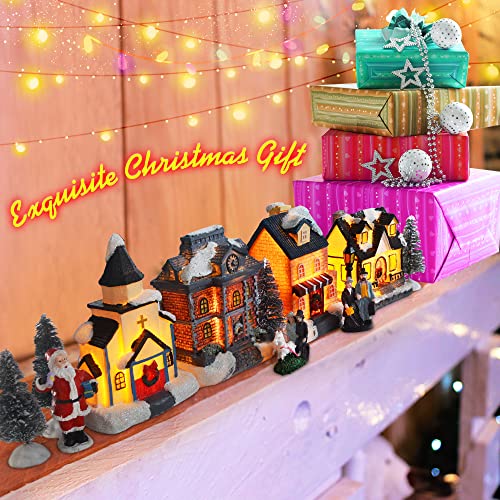 LED Lighted Christmas Village Houses with Figurines X7723
