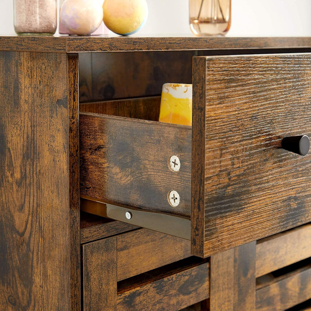 Bathroom Storage Floor Cabinet with 2 Louvered Doors Drawer N286361