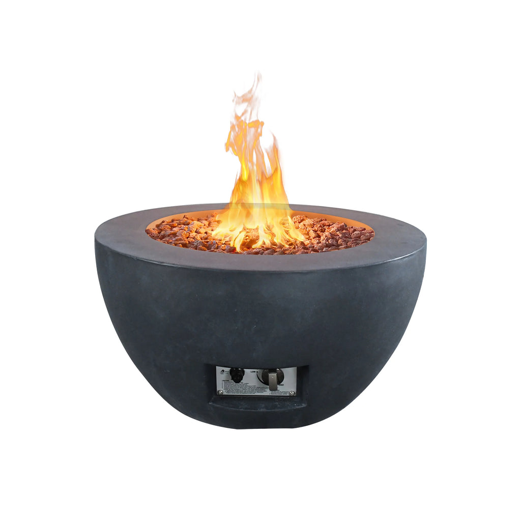 25 Inch Wide Round Concrete and Metal Propane Gas Fire Pit Table X853695