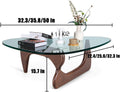Glass Coffee Table with Solid Wood Base and Tempered Glass Top S420