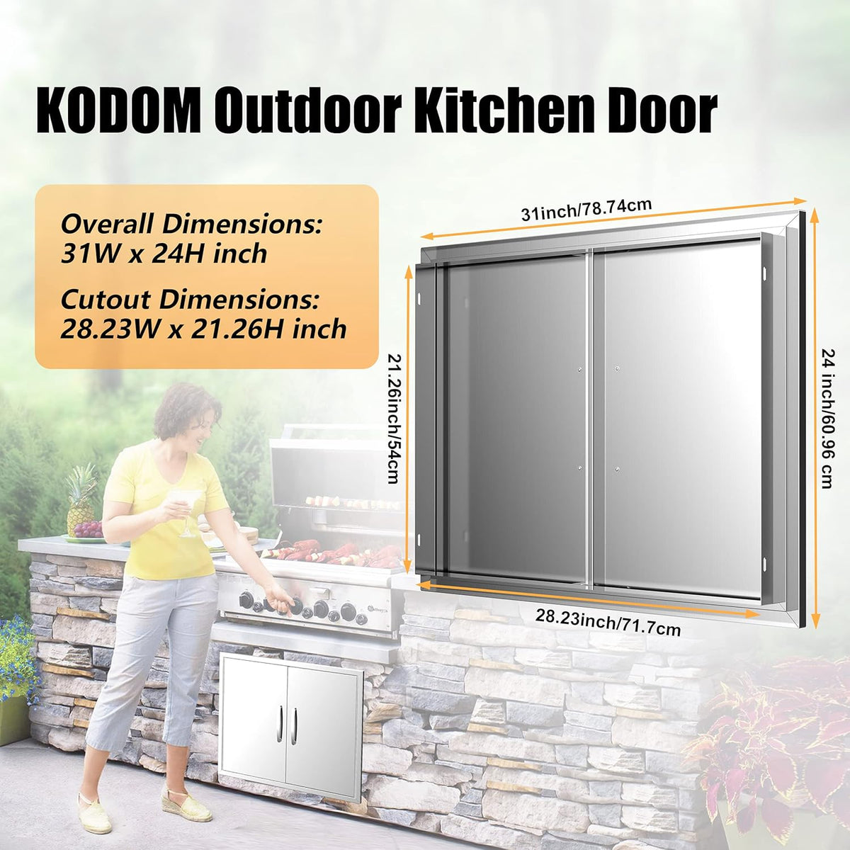 Double Stainless Steel BBQ Access Door H681