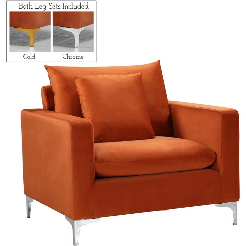 2 Piece Velvet Accent Chair Set in Cognac Orange Z51147