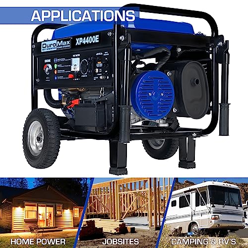 Blue Black Gas Powered Portable Generator 4400 Watt Electric Start M78511