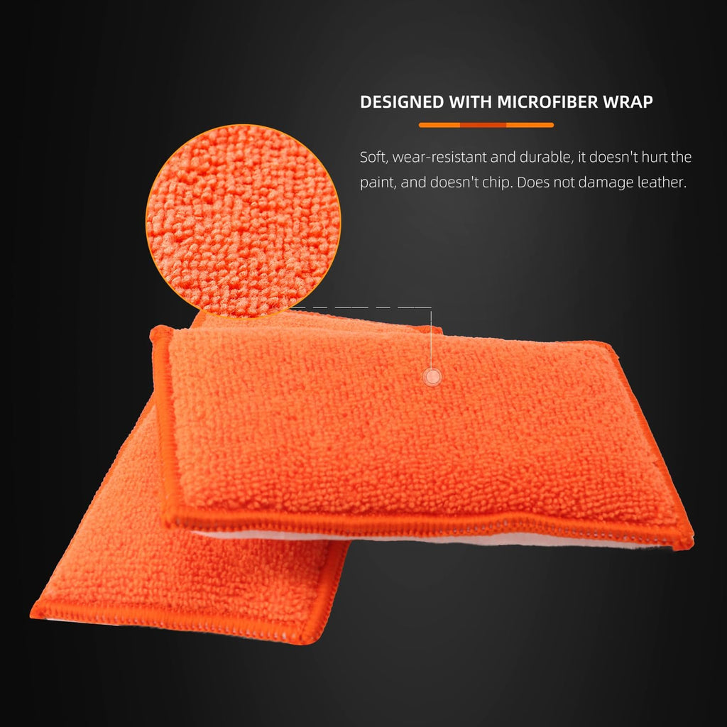 8Pcs Microfiber Car Wax Applicator Sponge, 6in x 3.3in x 0.8in Y25100