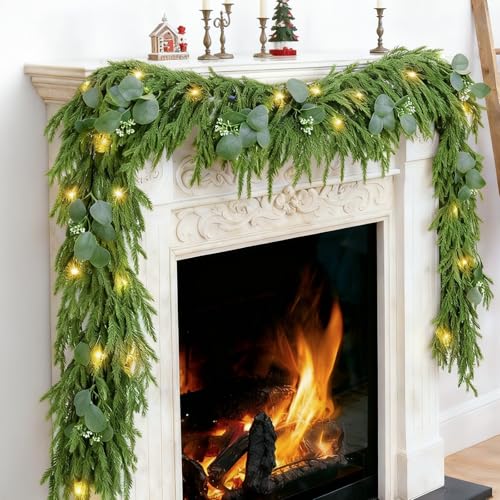 2 Pack 9FT Artificial Pre-lit Christmas Garland with Lights K389