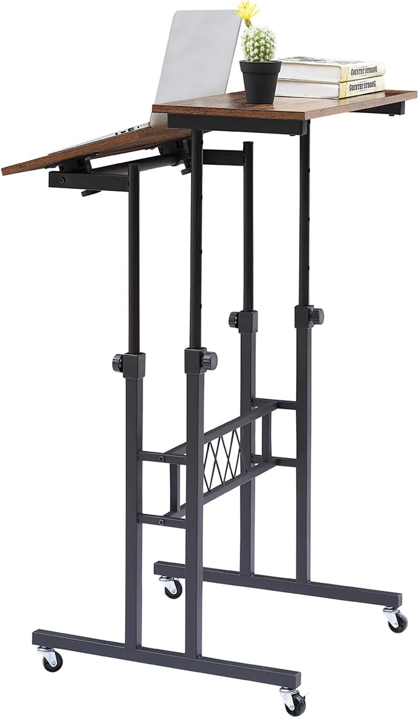 Black Wood Grain Adjustable Height Standing Desk L25566