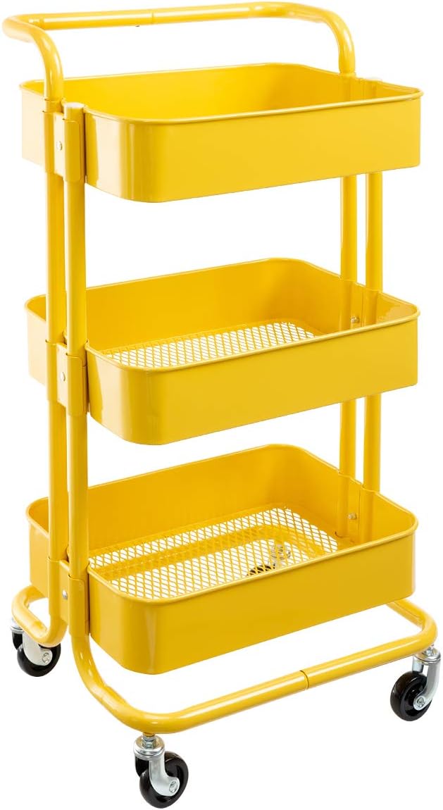 3 Tier Metal Rolling Cart with Handles F148