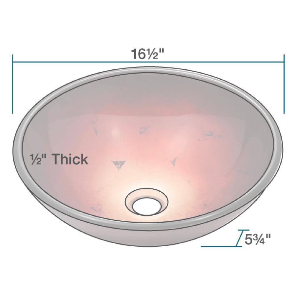 Foil Undertone Glass Vessel Sink with Chrome Faucet and Drain C3495