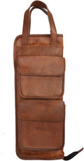 Leather Drumstick Bag Holds 10-12 Pairs Brown Z1365