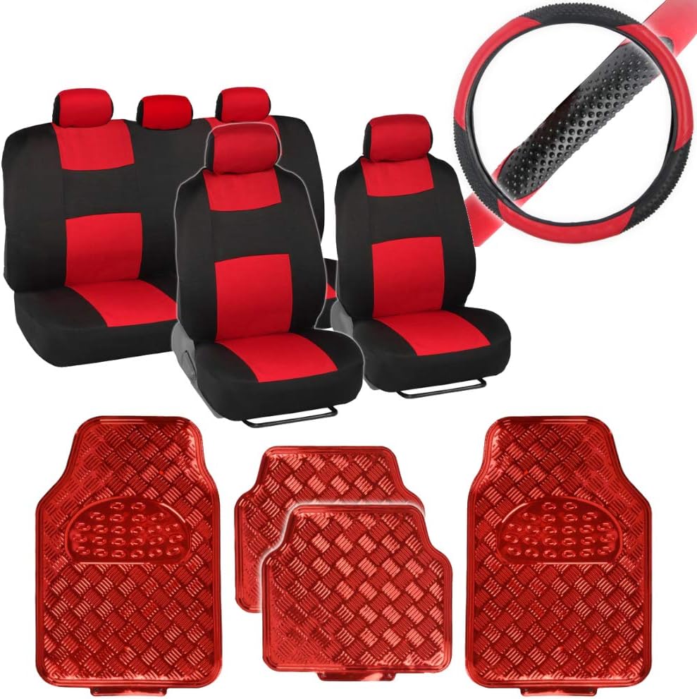 Car Seat Covers Full Set with Floor Mats and Steering Wheel Cover L468